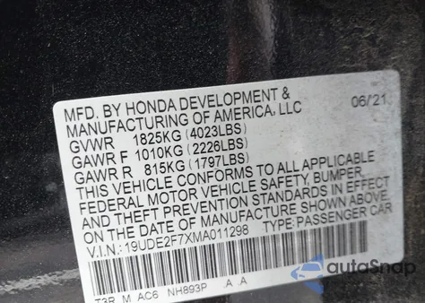 2021 Acura Ilx Premium Package/Technology Package z USA, uszkodzony, nr VIN 19UDE2F7XMA011298